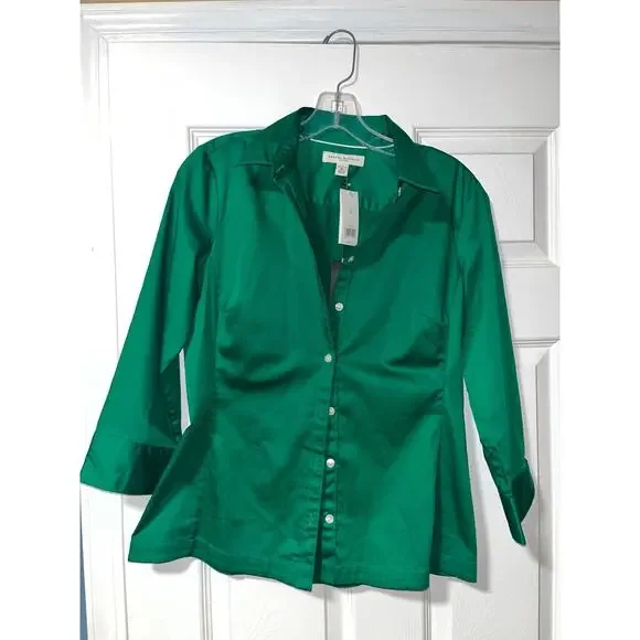 NWT Green Banana Republic Cotton Fitted Stretch M - Picture 1 of 7